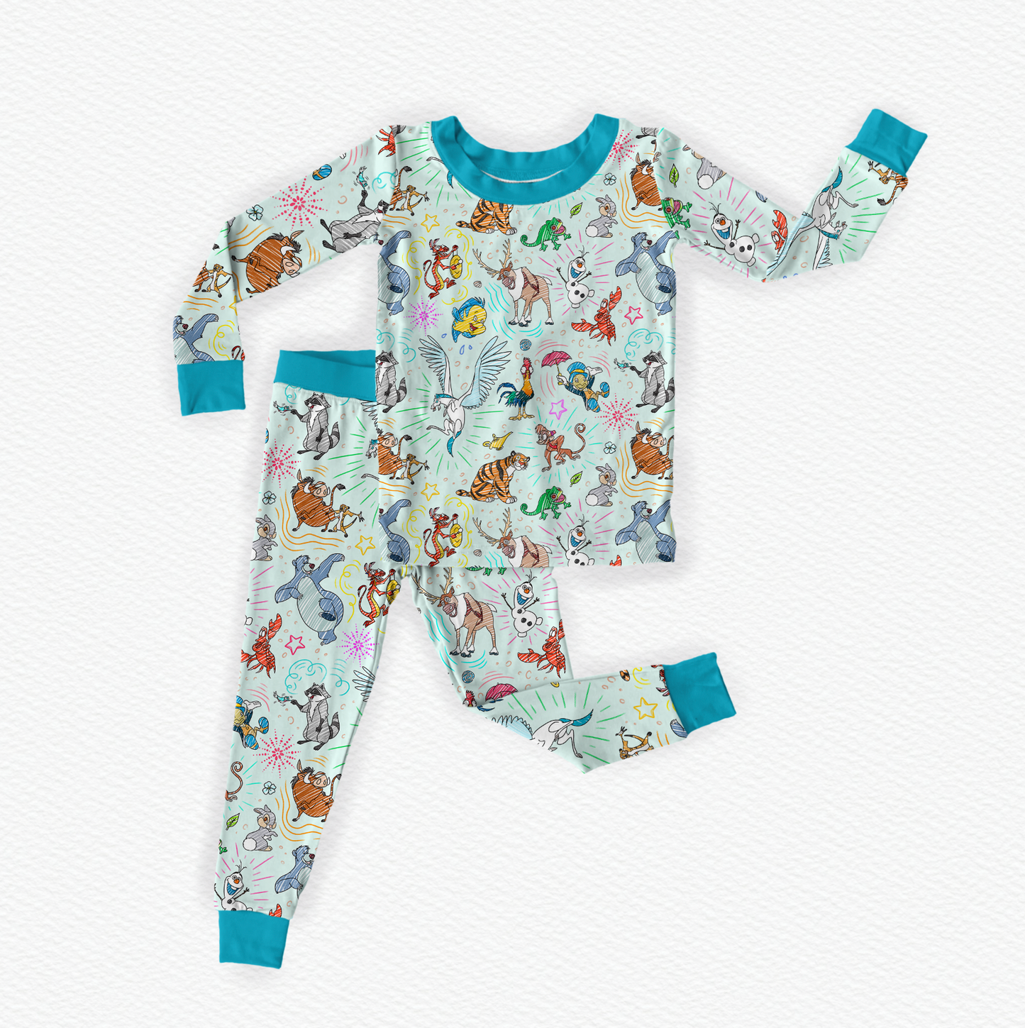 Sketchy Sidekicks Bamboo Long Sleeve Two Piece Pajama Set