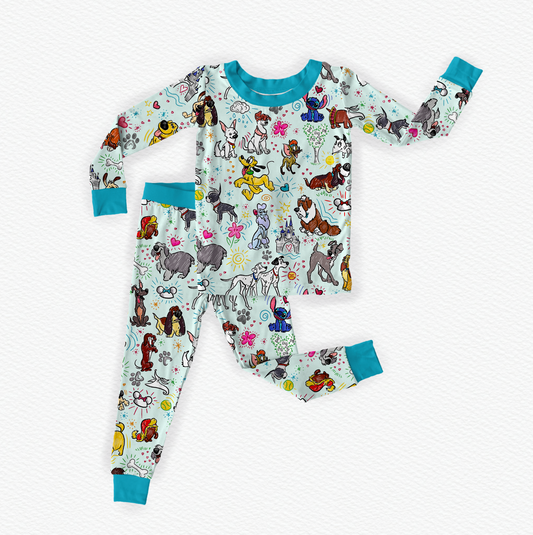 Sketchy Pups Bamboo Long Sleeve Two Piece Pajama Set