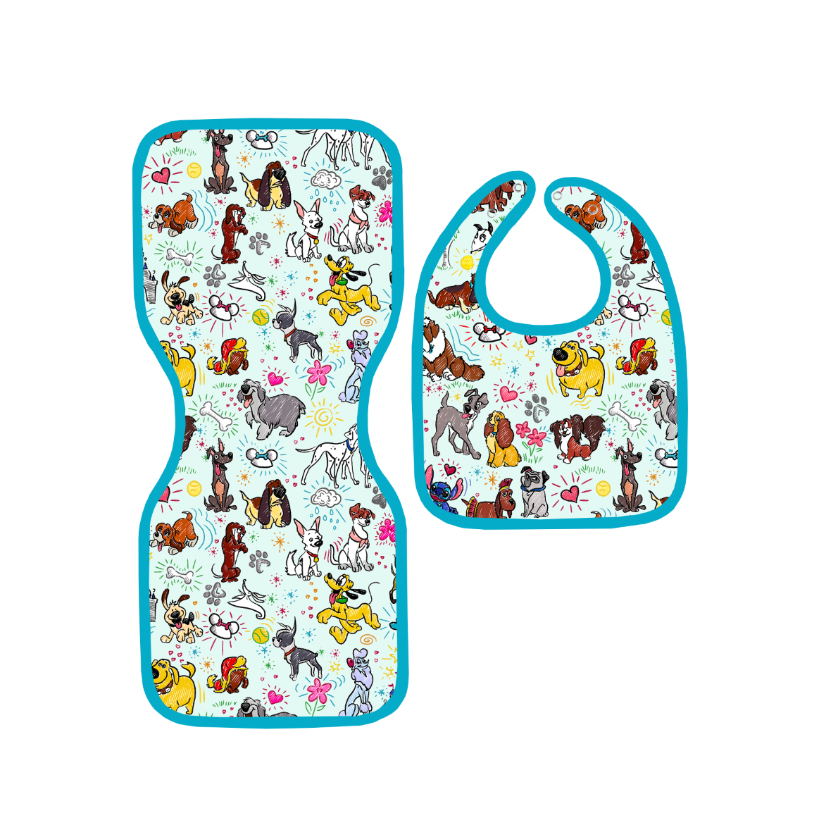 Sketchy Pups Bib & Burp Cloth Set