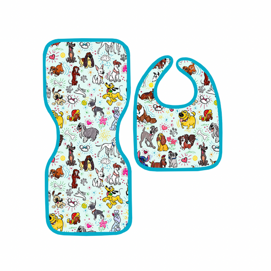 Sketchy Pups Bib & Burp Cloth Set