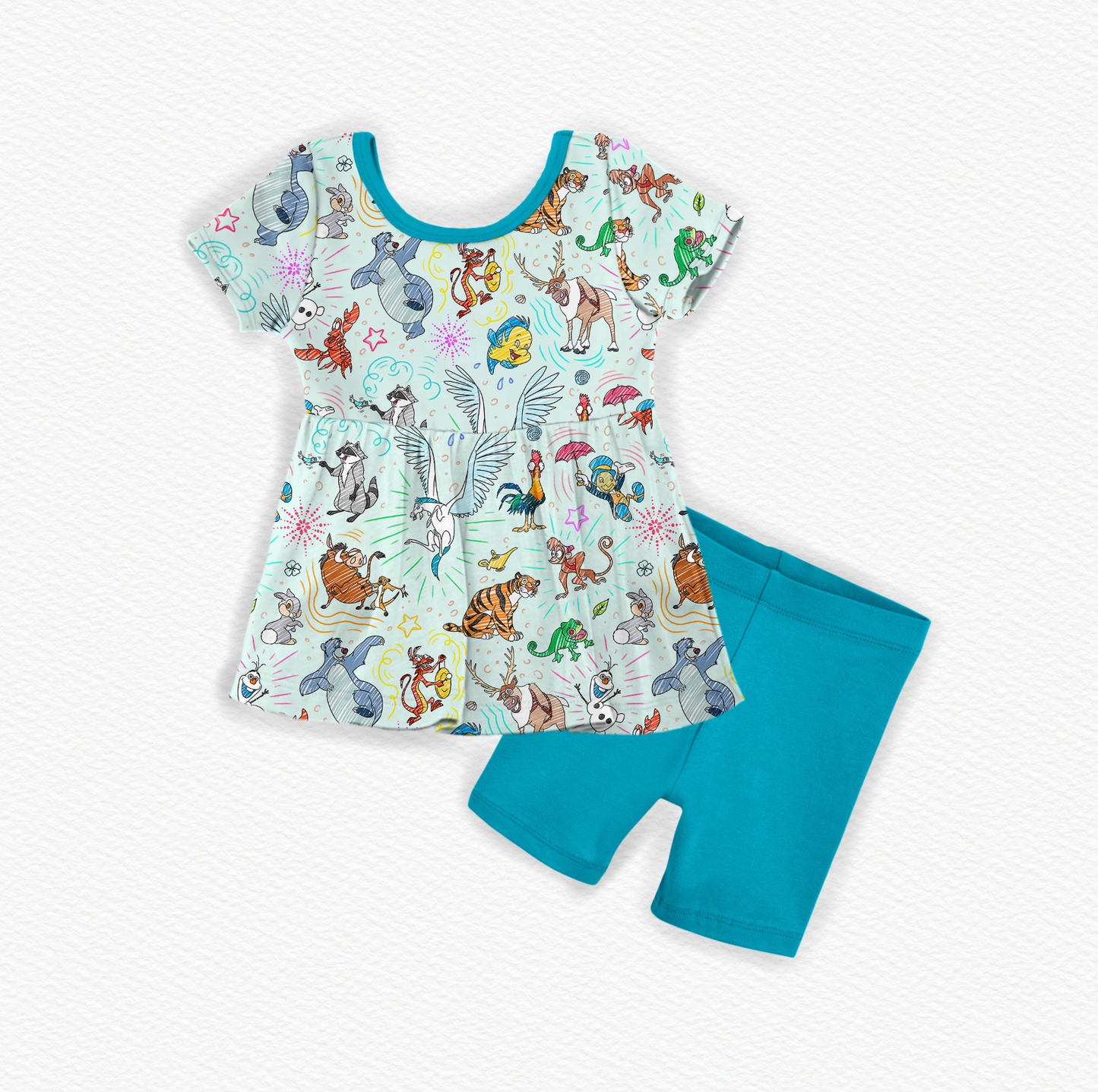 Sketchy Sidekicks Bamboo Short Sleeve Peplum & Shorts Set