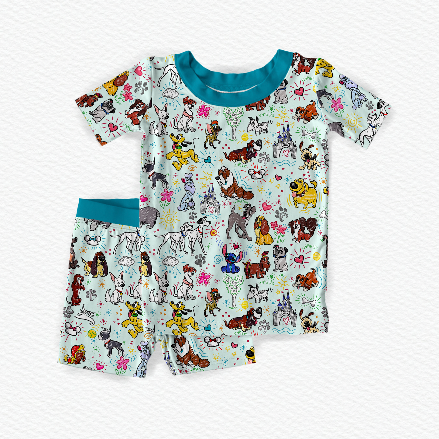 Sketchy Pups Bamboo Short Sleeve & Shorts Two Piece Pajama Set