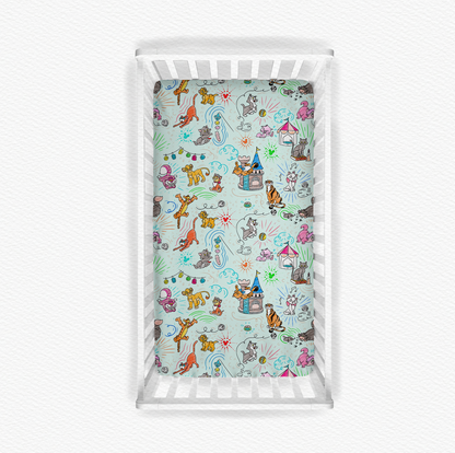 Sketchy Cats Bamboo Crib Sheet