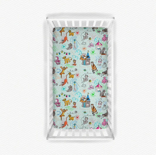 Sketchy Cats Bamboo Crib Sheet