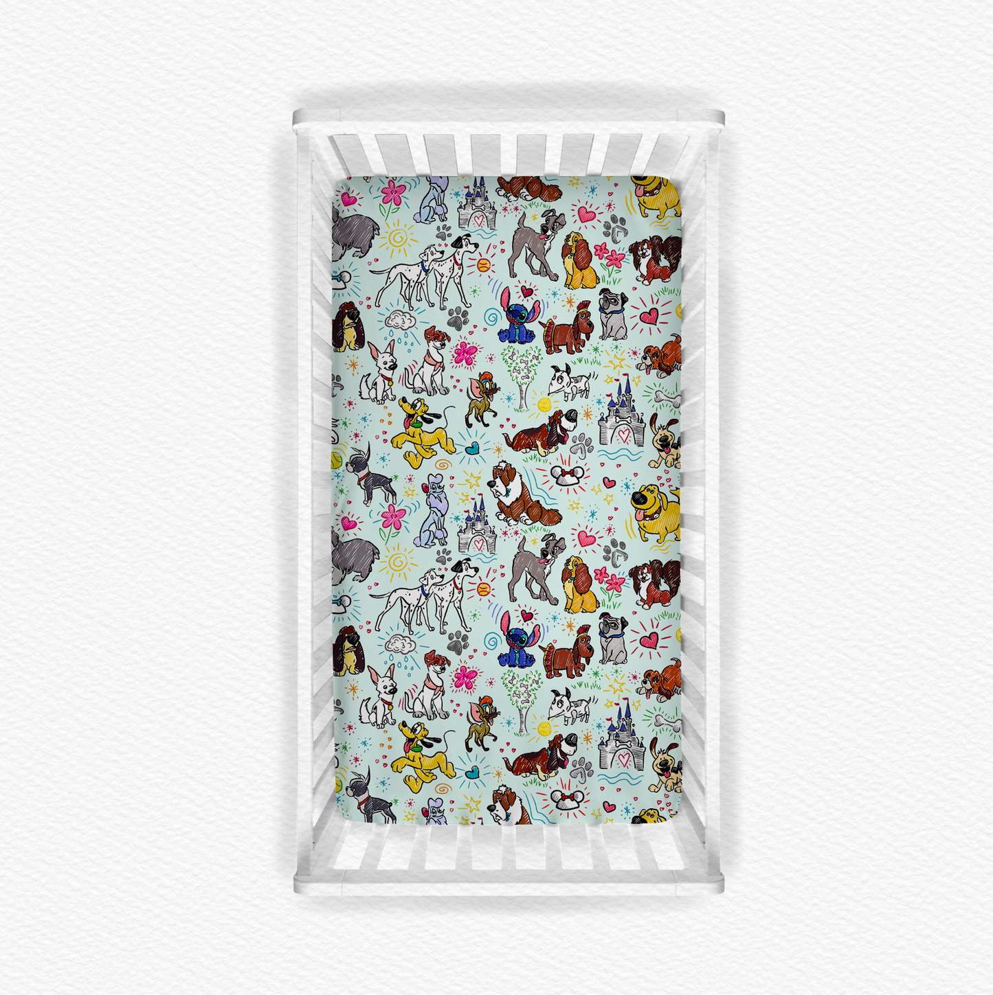 Sketchy Pups Bamboo Crib Sheet