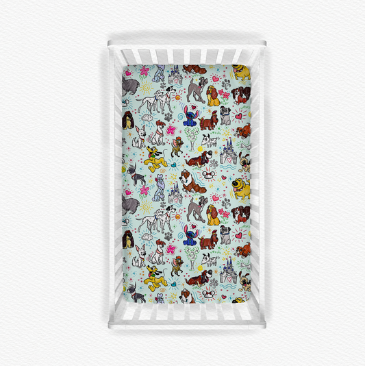 Sketchy Pups Bamboo Crib Sheet