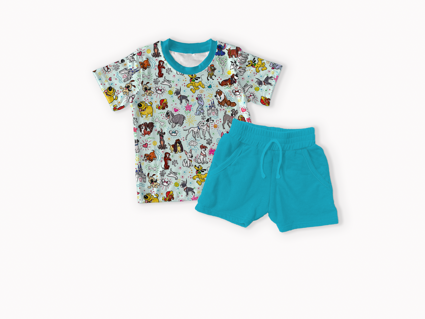 Sketchy Pups Bamboo T-shirt & Shorts Set