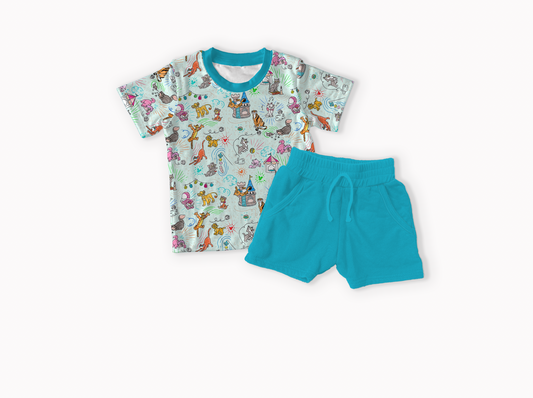 Sketchy Cats Bamboo T-shirt & Shorts Set