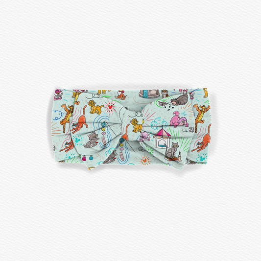 Sketchy Cats Bamboo Bow Headband