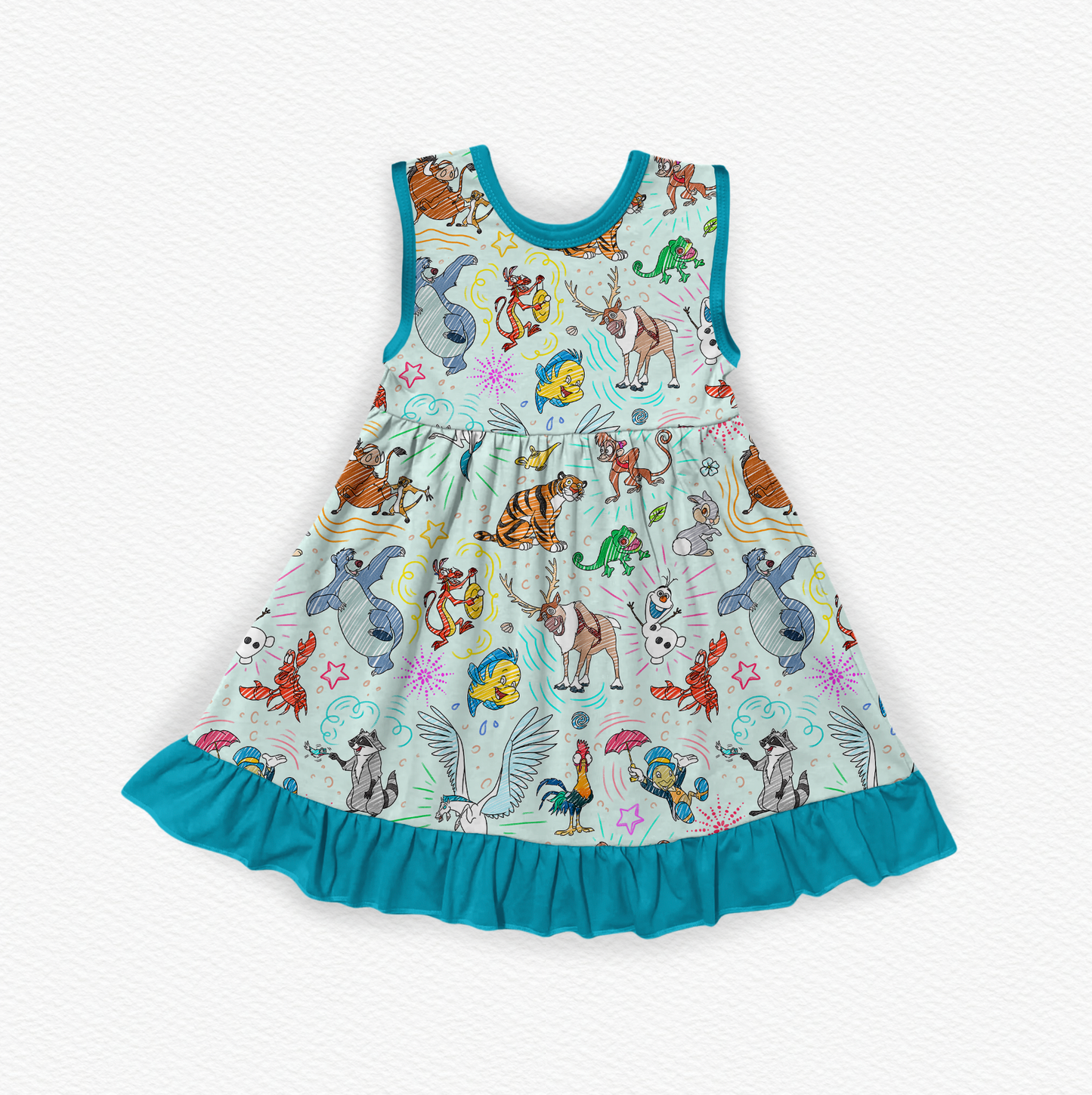 Sketchy Sidekicks Bamboo Tank Ruffle Dress