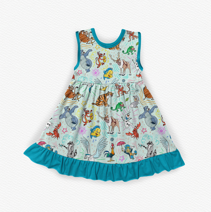 Sketchy Sidekicks Bamboo Tank Ruffle Dress