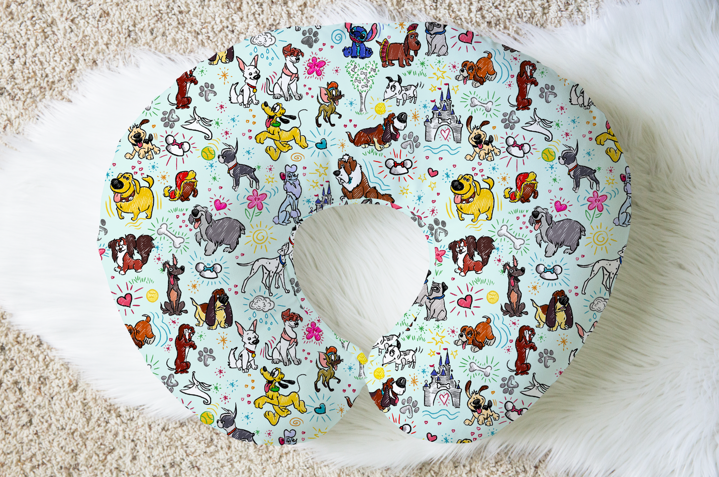Sketchy Pups Nursing Pillow Cover by Judith Arthur (Jersey Fabric)