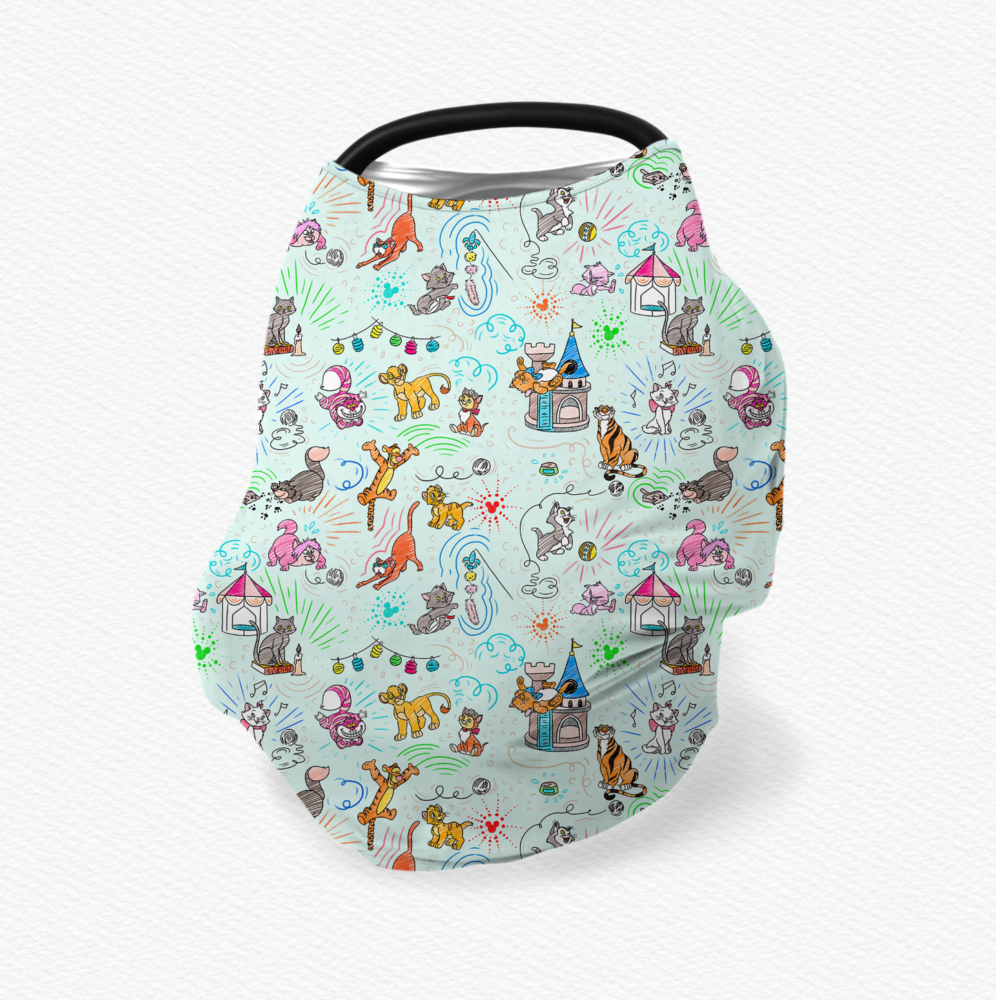 Sketchy Cats Multifunctional Nursing & Car Seat Cover by Judith Arthur (Jersey NOT Bamboo Fabric)