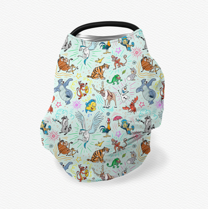 Sketchy Sidekicks Multifunctional Nursing & Car Seat Cover by Judith Arthur (Jersey NOT Bamboo Fabric)