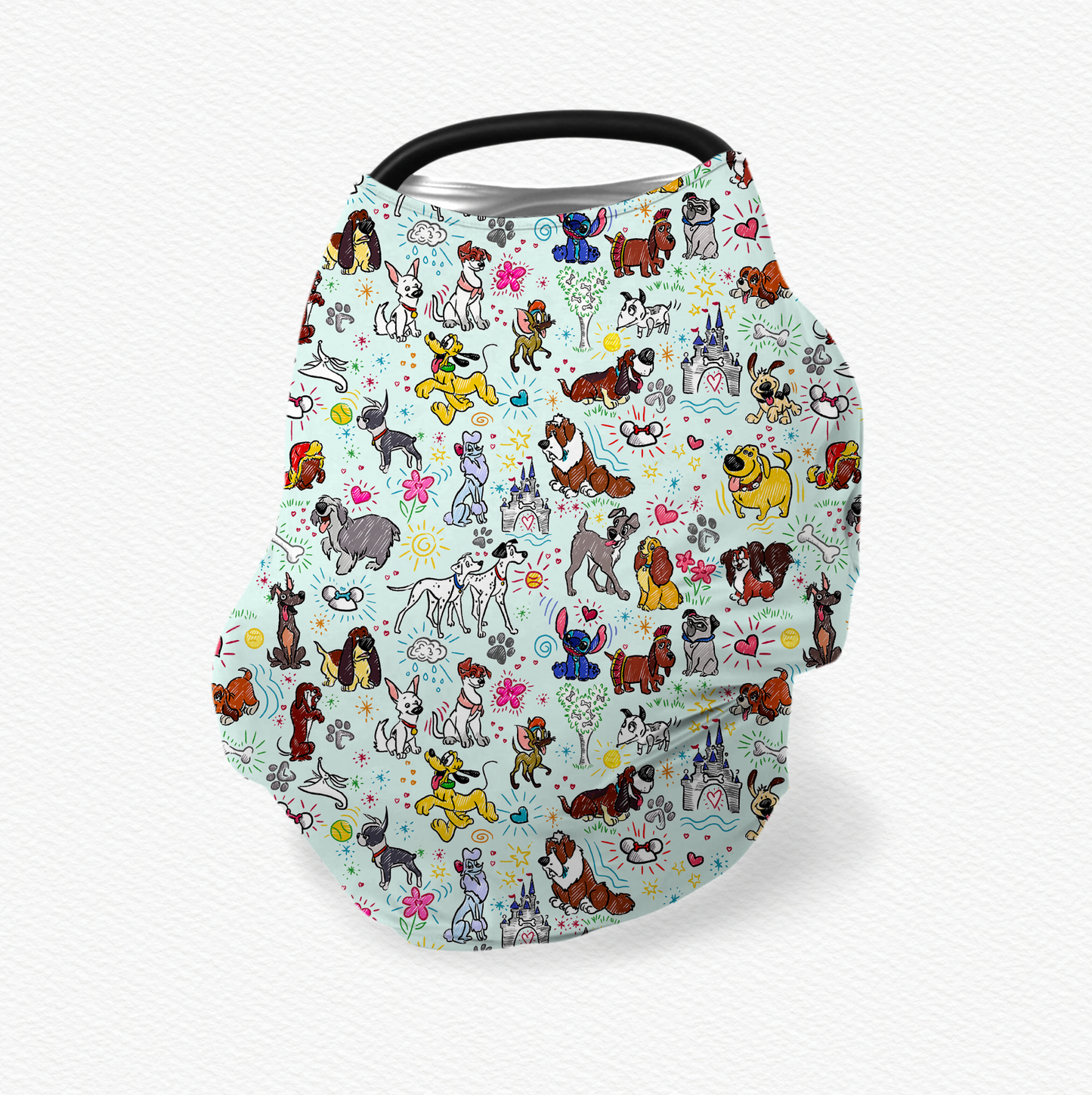 Sketchy Pups Multifunctional Nursing & Car Seat Cover by Judith Arthur (Jersey NOT Bamboo Fabric)