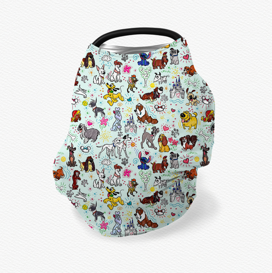 Sketchy Pups Multifunctional Nursing & Car Seat Cover by Judith Arthur (Jersey NOT Bamboo Fabric)
