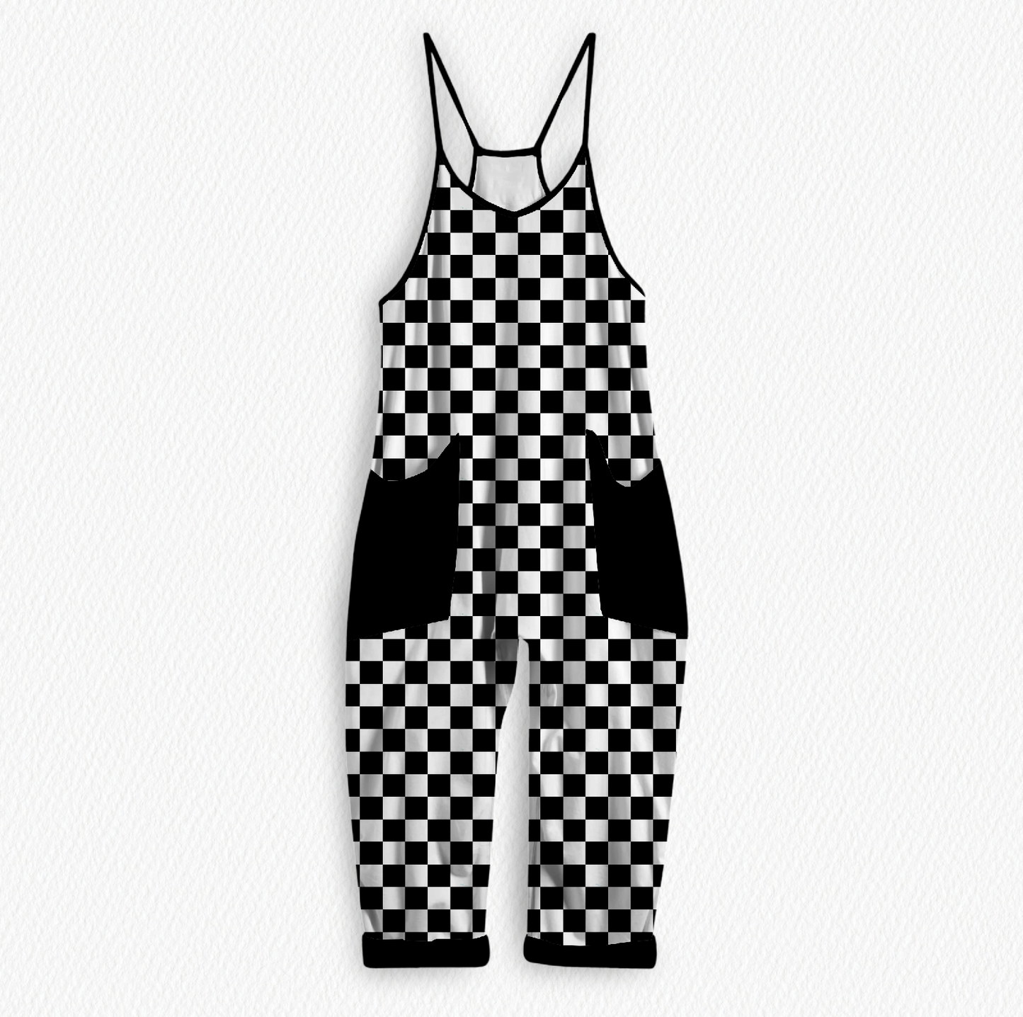 Checker Print Bamboo Women's Cozy Tank Romper