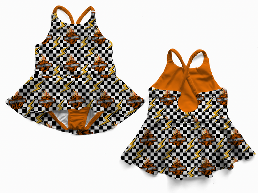 My Daddy Rides A Harley Skirted One Piece Swimsuit