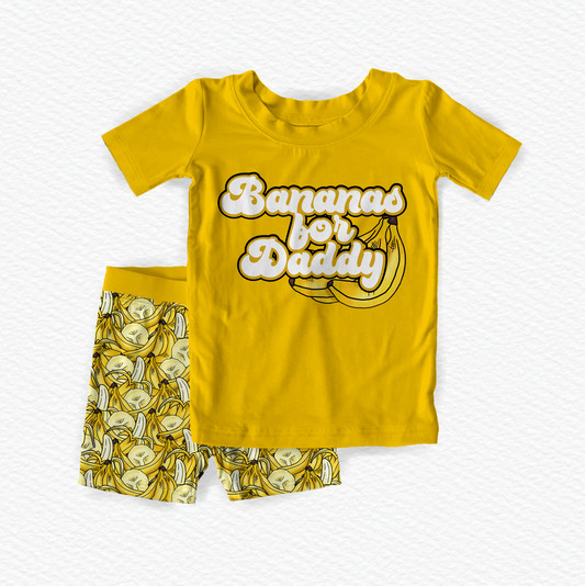 Bananas For Dad Bamboo Short Sleeve Shorts Two Piece Pajama Set