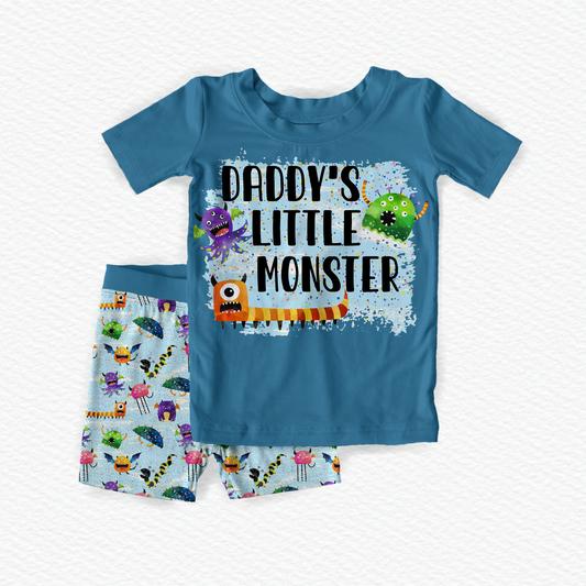 Daddy's Little Monster Bamboo Short Sleeve Shorts Two Piece Pajama Set