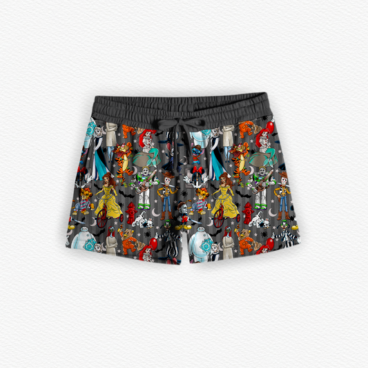 Storytime Scares Black Bamboo Adult Sleep Shorts