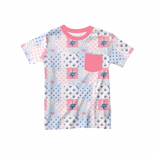 Blueberry Patchwork Bamboo Youth Pocket Tee