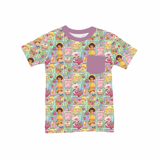 Strawberry Patchwork Bamboo Youth Pocket Tee