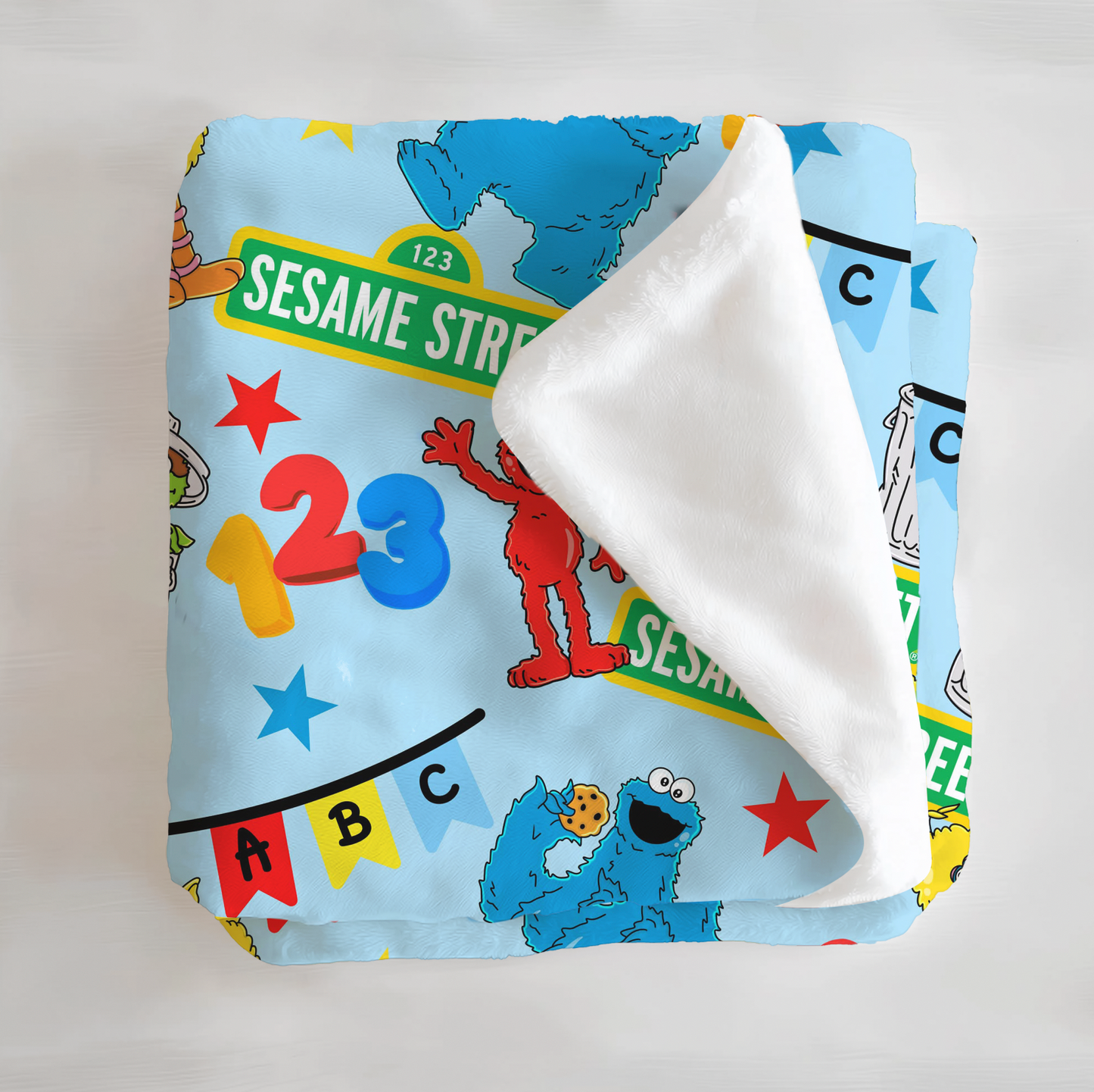 ABC Party Blue Minky Blanket