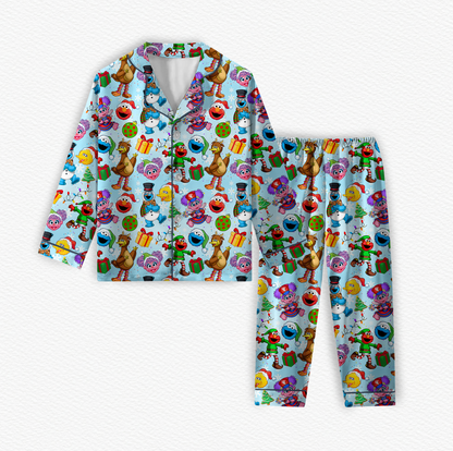 Sesame Street Secret Santa Bamboo Long Sleeve & Pants Two Piece Lounge Set
