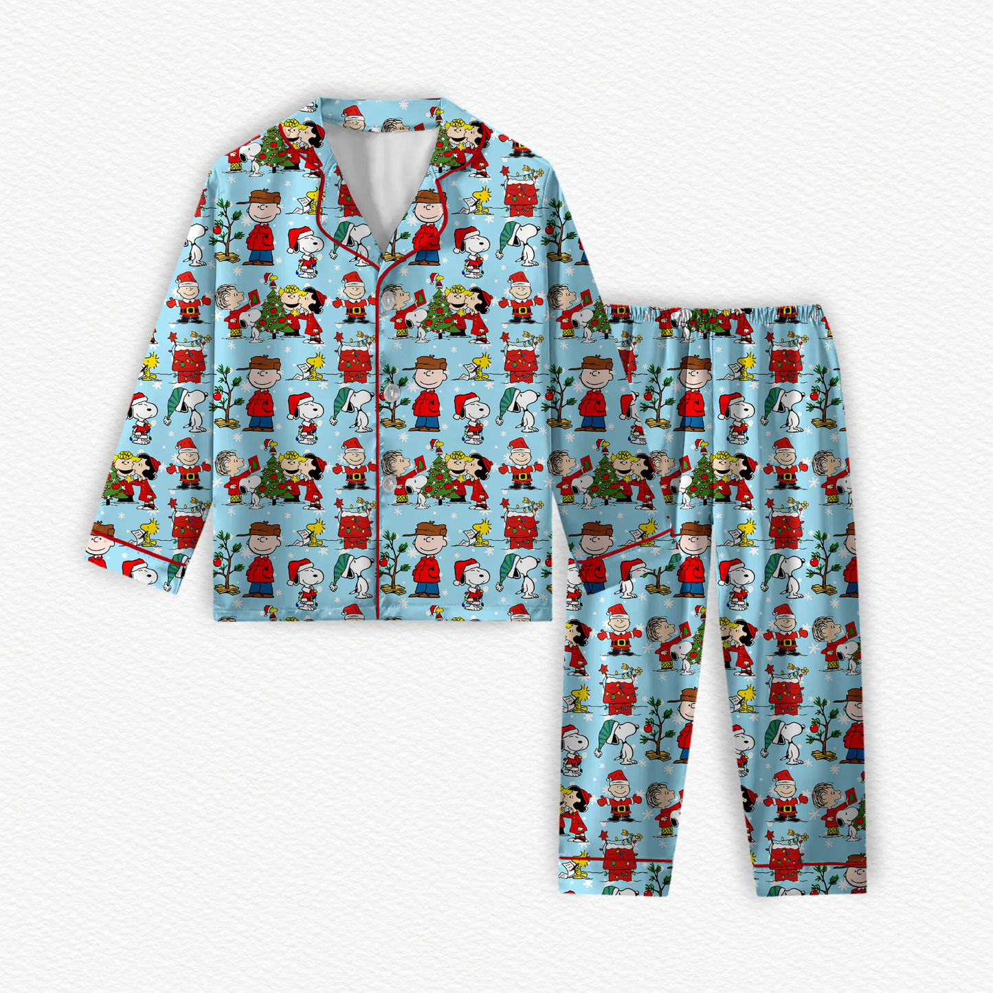 Snoopy Claus Bamboo Long Sleeve & Pants Two Piece Lounge Set