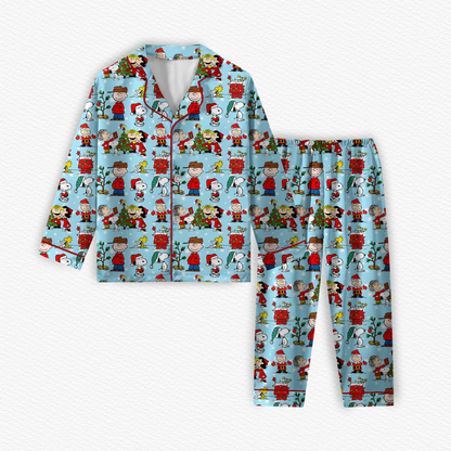 Snoopy Claus Bamboo Long Sleeve & Pants Two Piece Lounge Set