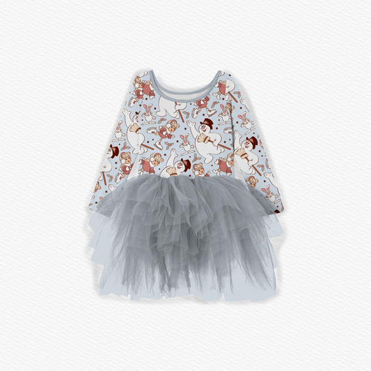 He's A Jolly, Happy Soul Bamboo Long Sleeve Tulle Dress