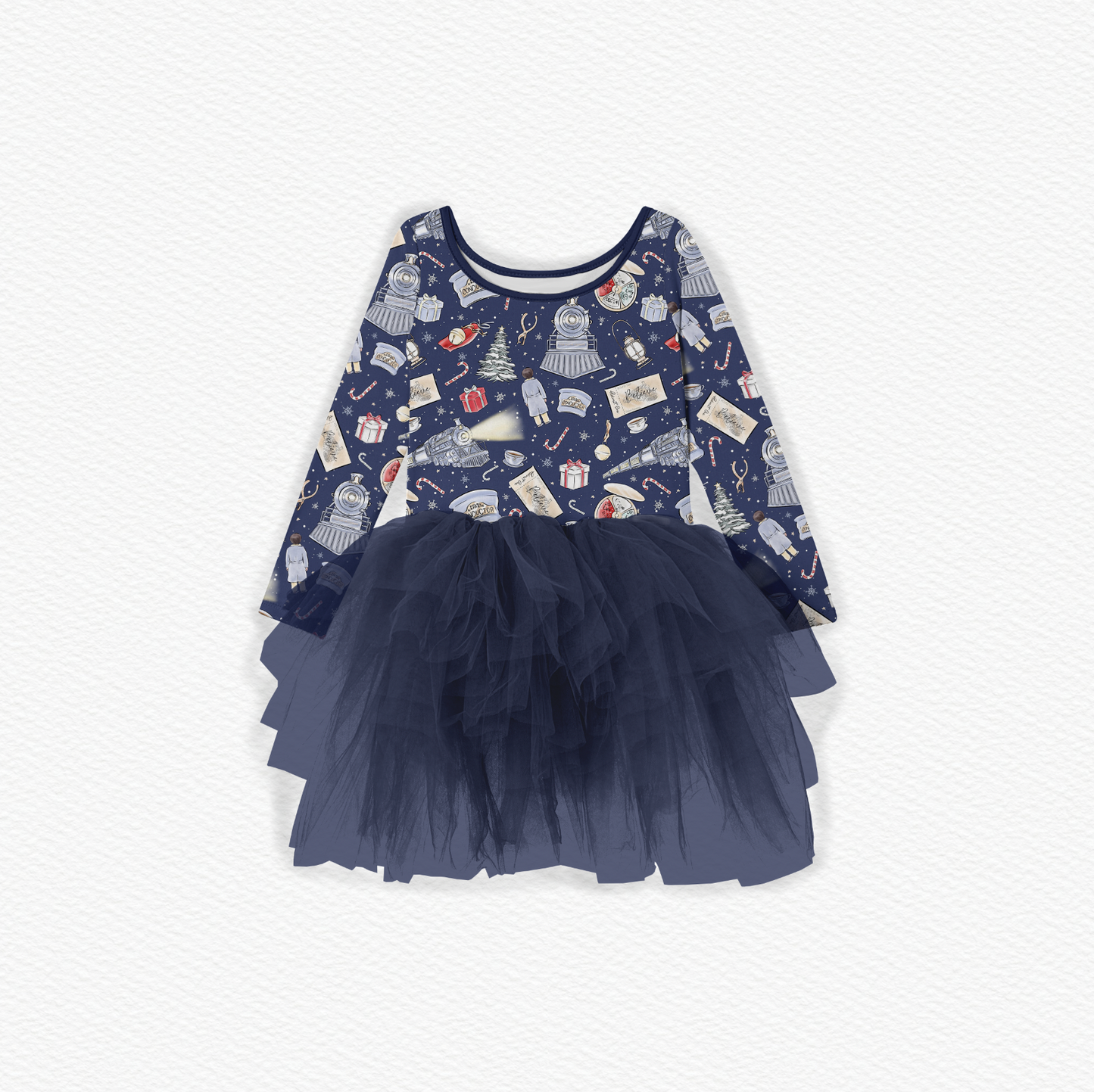 All Aboard! Bamboo Long Sleeve Tulle Dress
