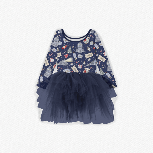 All Aboard! Bamboo Long Sleeve Tulle Dress