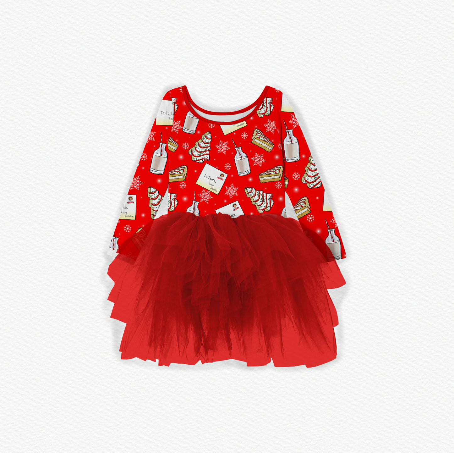 Christmas Tree Cakes Bamboo Long Sleeve Tulle Dress