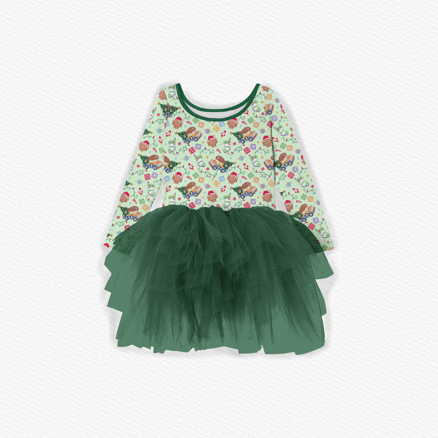 Andy's Christmas Wish Bamboo Long Sleeve Tulle Dress