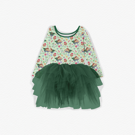 Andy's Christmas Wish Bamboo Long Sleeve Tulle Dress
