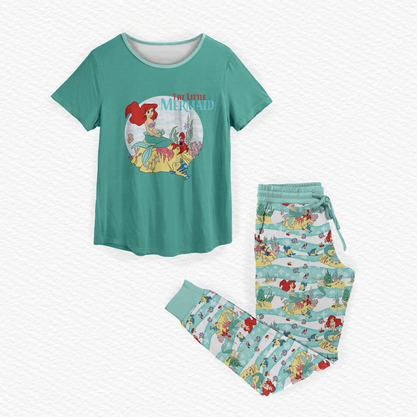 The Little Mermaid Bamboo Adult Jogger Style Sleep Set