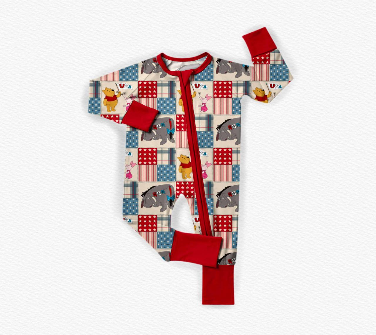 Red White & Pooh Bamboo Zippy