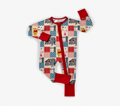 Red White & Pooh Bamboo Zippy