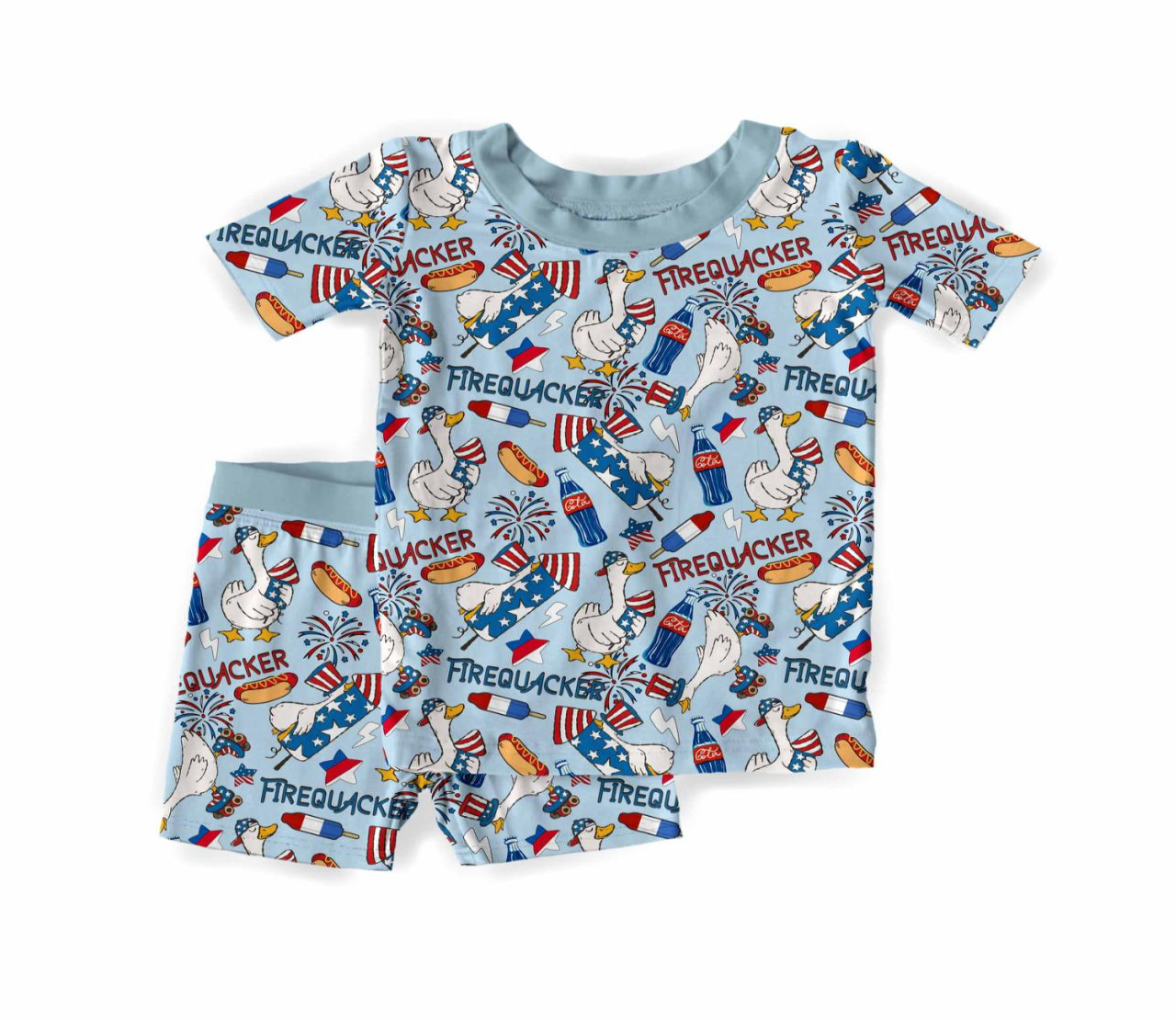 Firequacker Bamboo Short Sleeve & Shorts Two Piece Pajama Set