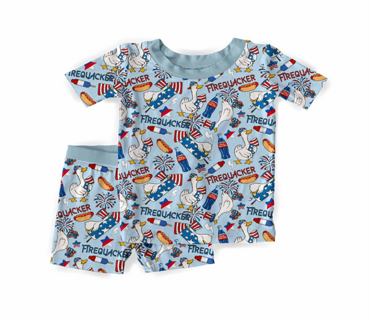 Firequacker Bamboo Short Sleeve & Shorts Two Piece Pajama Set