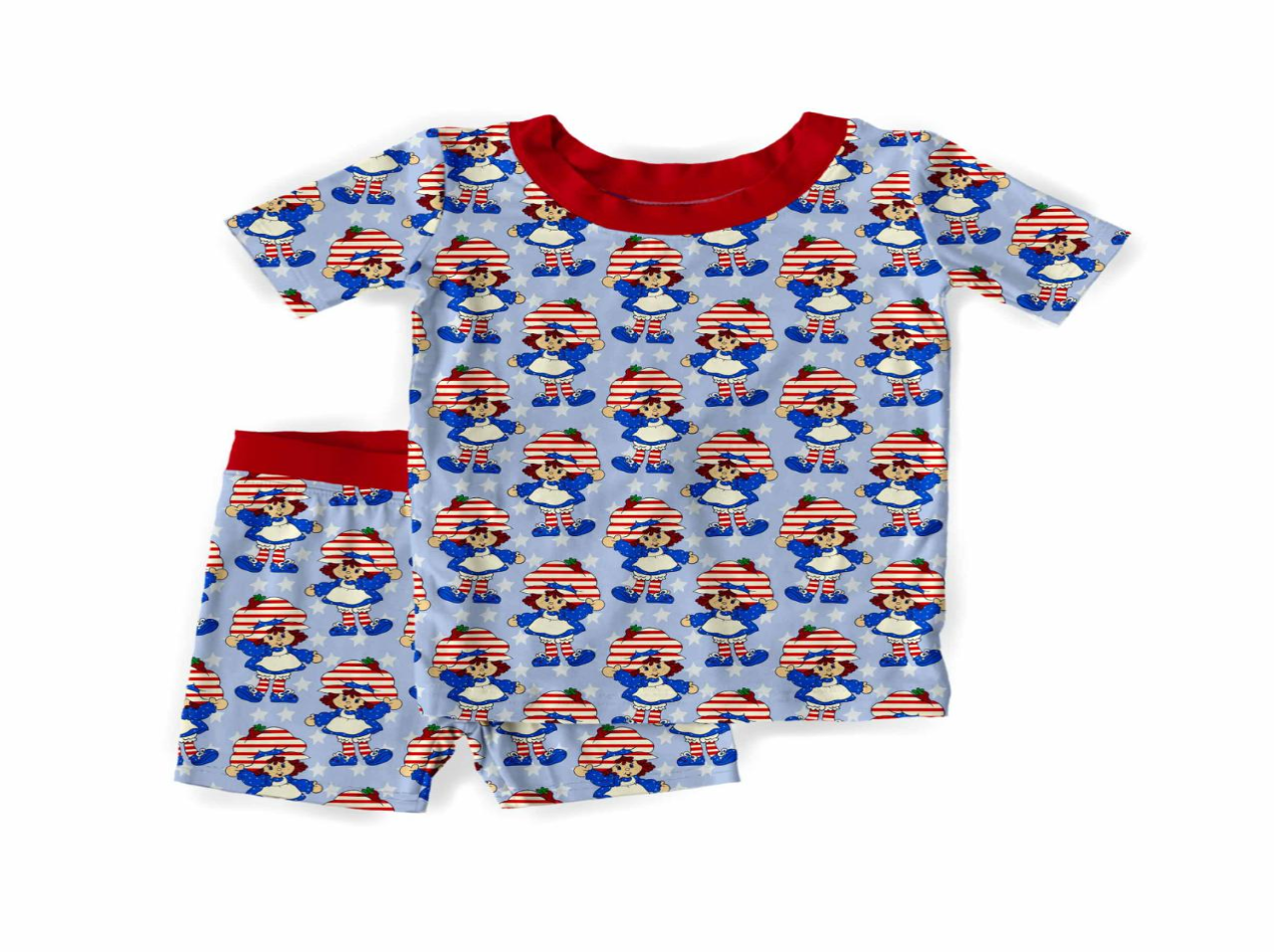 Berry Sweet Americana Bamboo Short Sleeve & Shorts Two Piece Pajama Set
