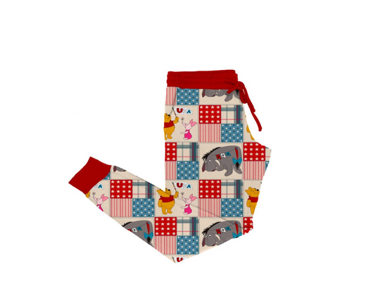 Red White & Pooh Bamboo Adult Jogger Pants