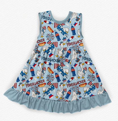 Firequacker Bamboo Ruffle Tank Dress