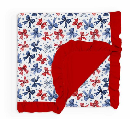 Star Spangled Girl Ruffle Bamboo Blanket