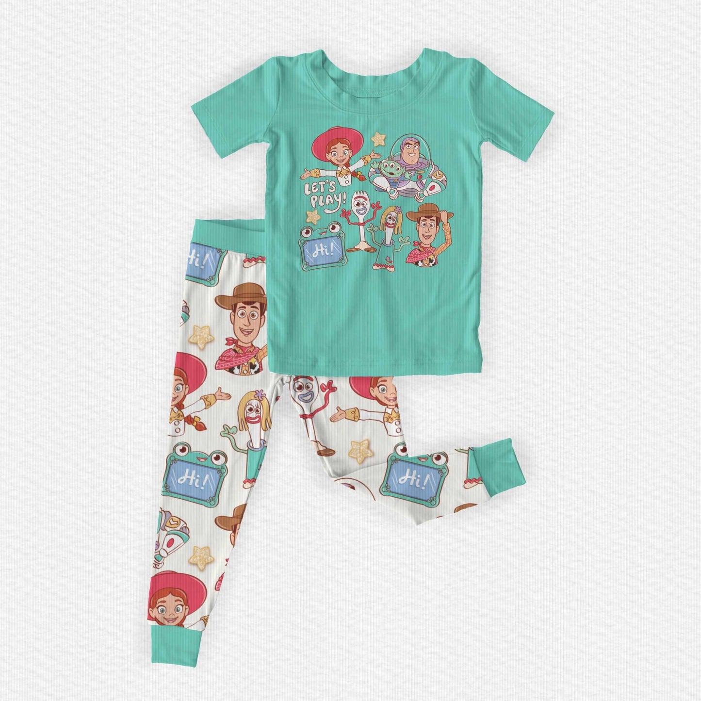 Toy Story 5 Ribbed Bamboo Short Sleeve & Pants Two Piece Pajama Set