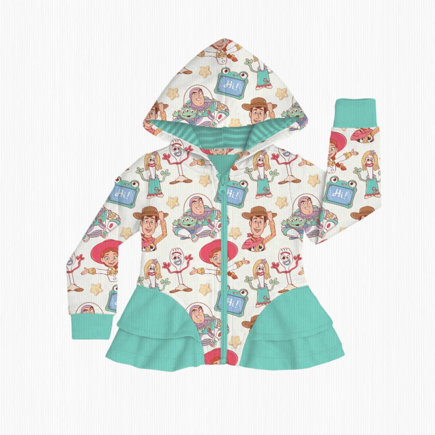 Toy Story 5 Ribbed French Terry Bamboo Ruffle Zip Up Jacket