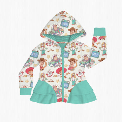 Toy Story 5 Ribbed French Terry Bamboo Ruffle Zip Up Jacket