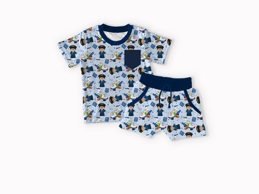 Pilot Tiny People Bamboo Pocket Tee & Shorts Set